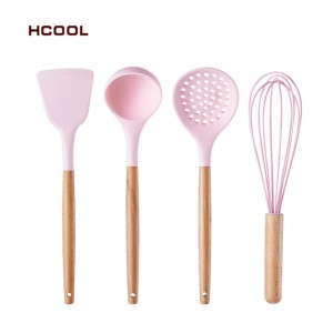 신제품 HCOOL 4 Pcs 다채로운 실리콘 주방 요리 세트 식품 등급 수준 조리기구 스키머 털 수프 국자 세트